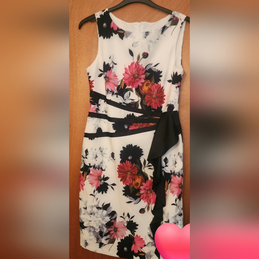 Joseph Ribkoff Floral Dress - Black, White, Pink Sz 10